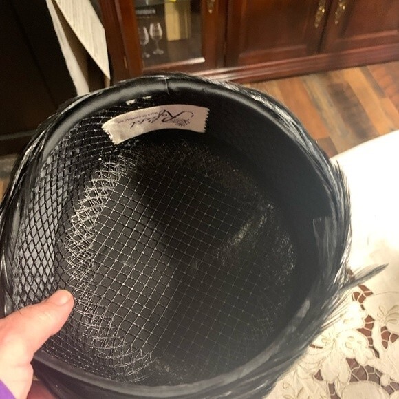 Vintage Rafield Black Feather Hat 1960's - Picture 5 of 7